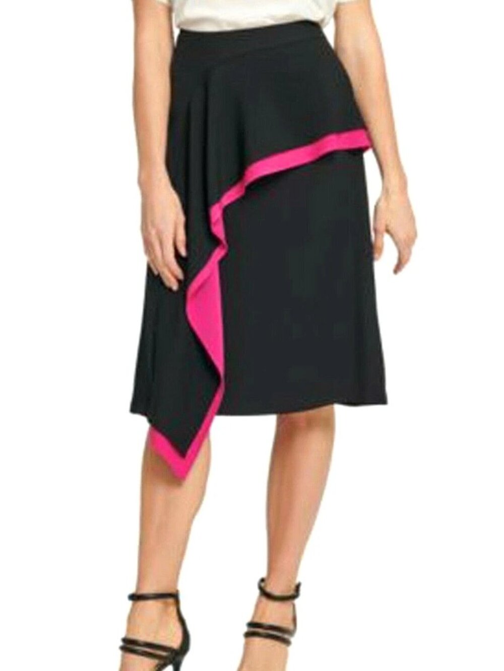 DKNY Black Skirt with Hot Pink Ruffle Detail